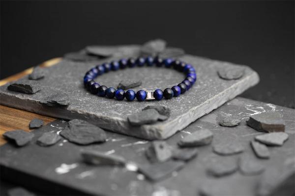 Armband mit 6 mm blauem Tigerauge-Stein - Dark Blue 6mm